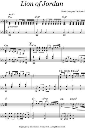 Music Sheet Lion Of Jordan