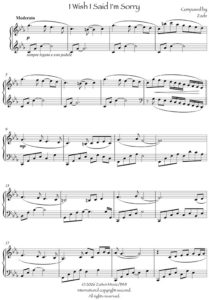 Music Sheet I Wish I Said I Was Sorry