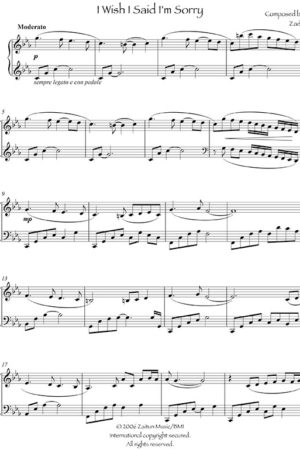 Music Sheet I Wish I Said I Was Sorry